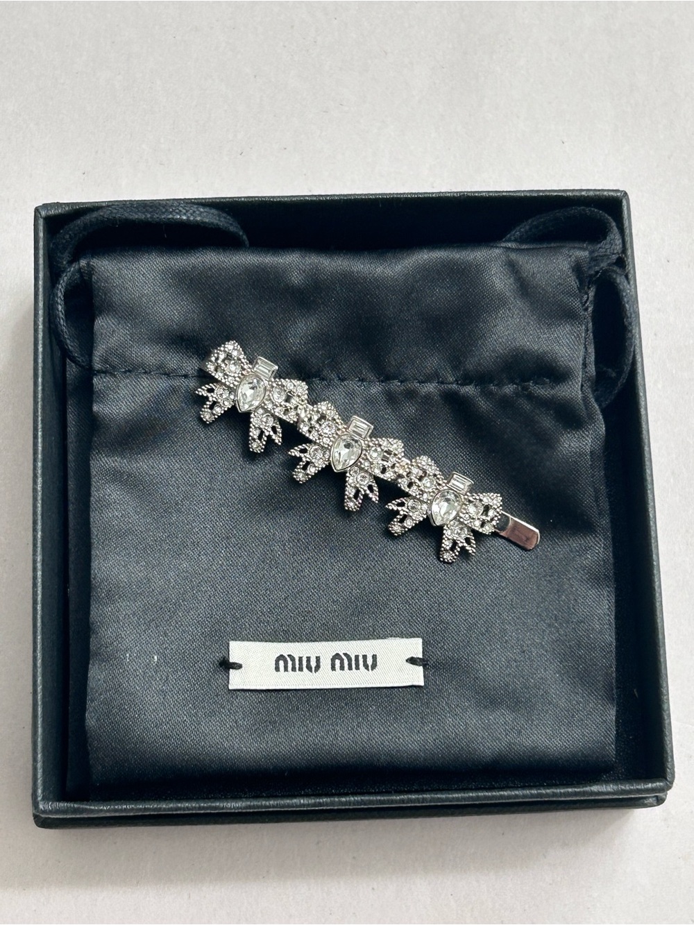 MIU MIU Crystal Bow Hair Clip/Pin